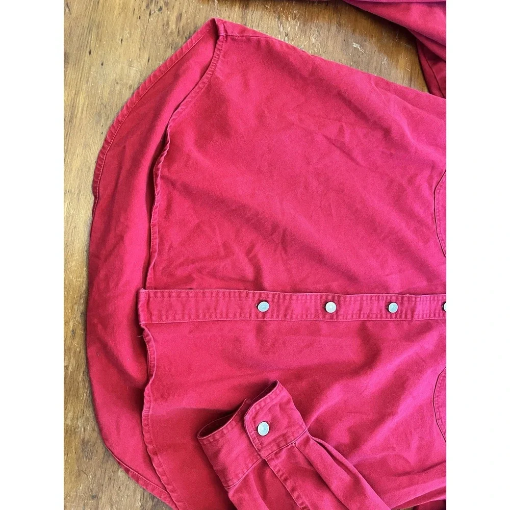 Vintage Levi's Men's Red Denim Button Up Shirt XL Loose Fit Metal Buttons Tab